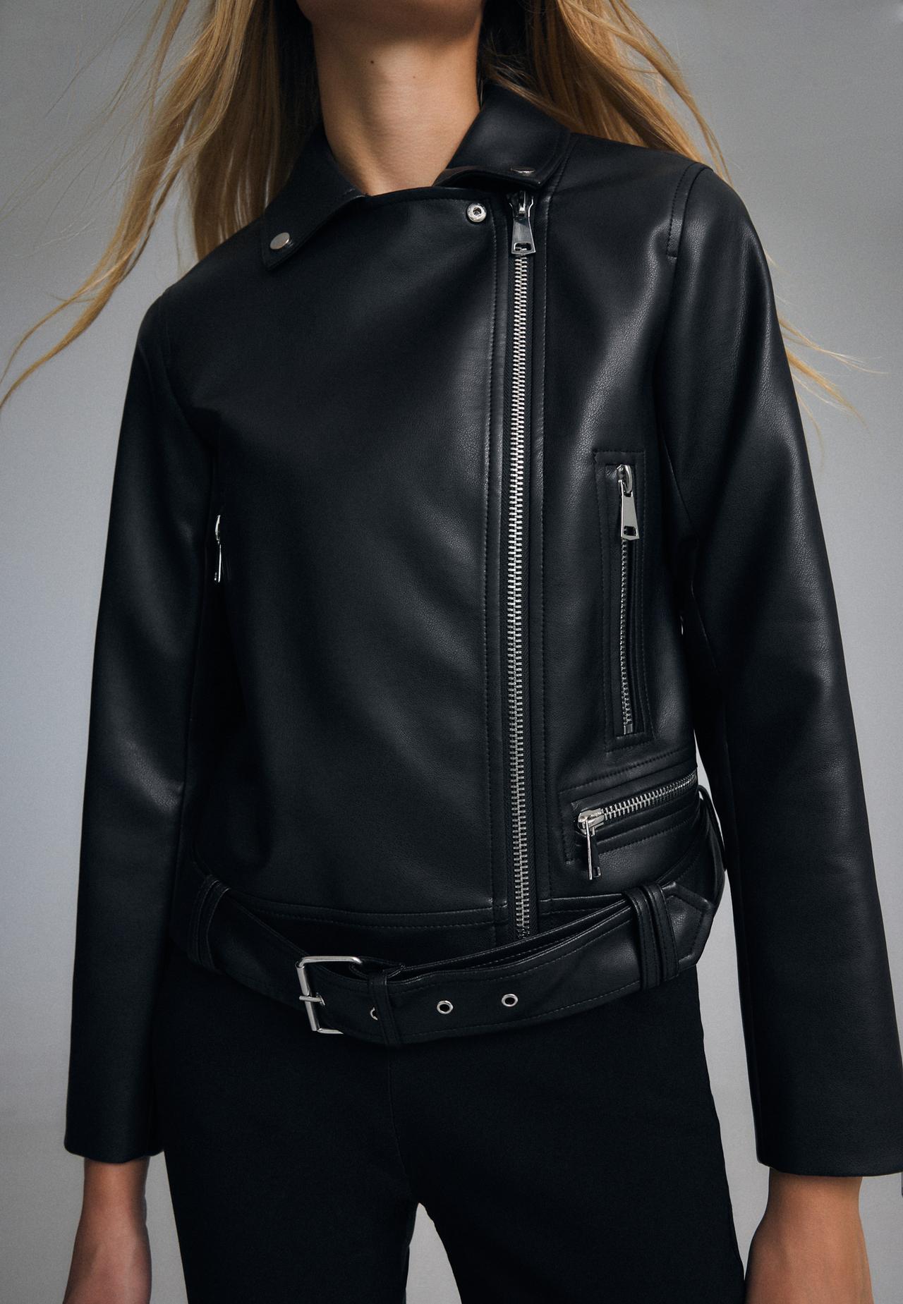 Leather effect biker jacket — Black