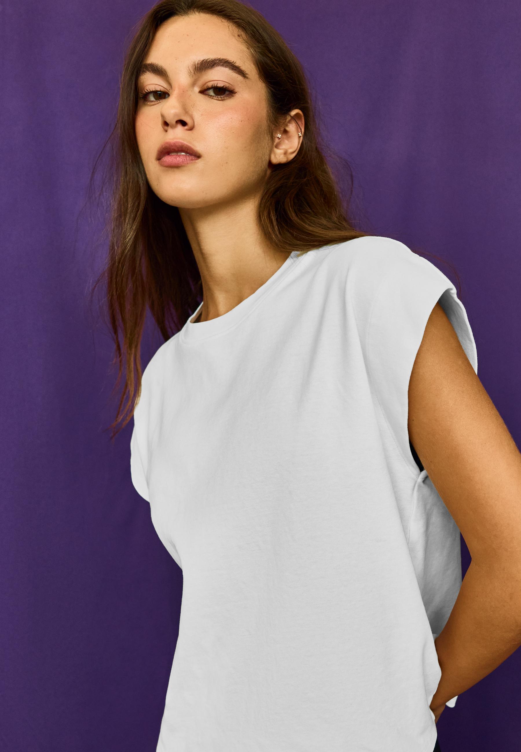 Stradivarius B06 Μπλούζα Basic Με Χαλαρούς Ώμους Εκρού Xs