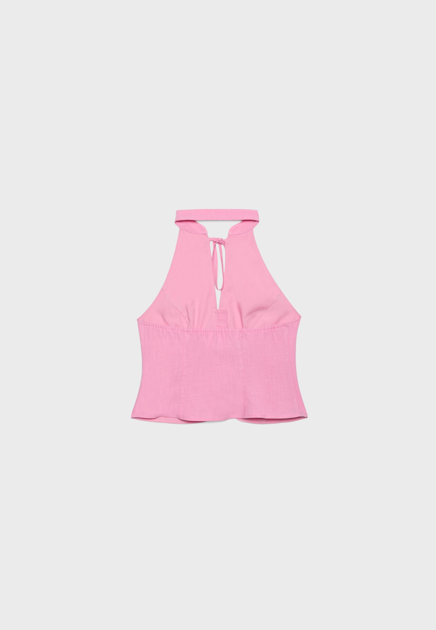 Buttoned halter top — Pastel pink