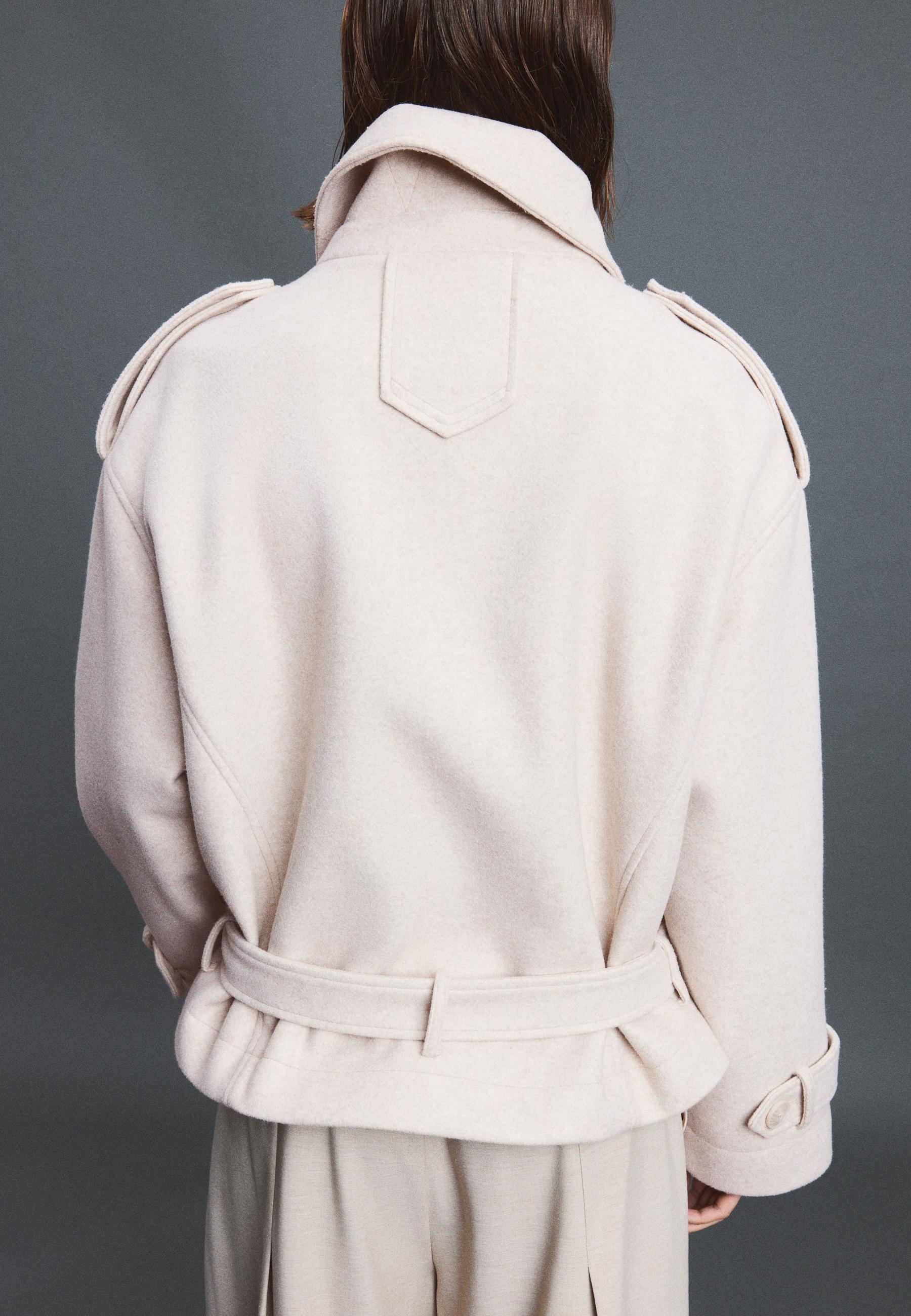 Soft-touch oversize trench coat — Ecru