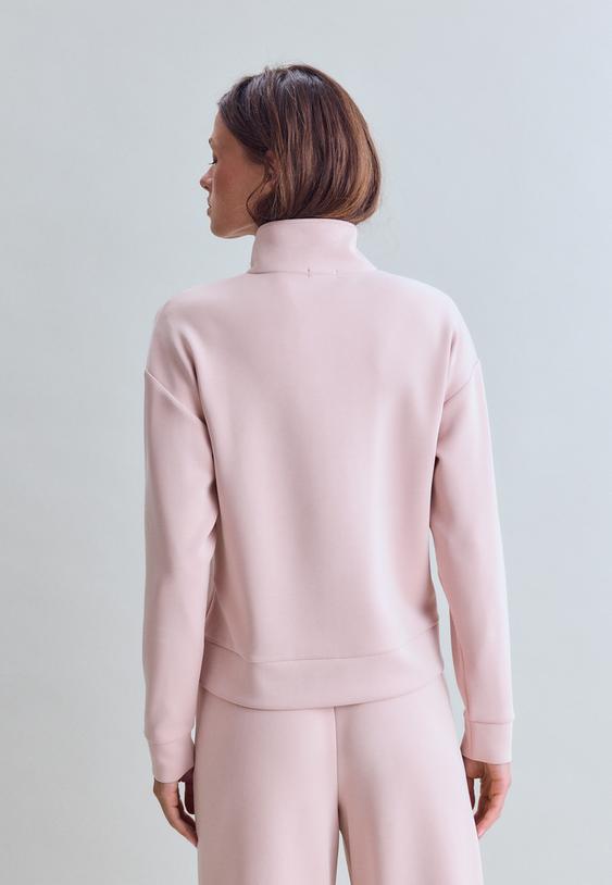 Stradivarius Soft-Touch Sweatshirt With Zip Pastel Pink Xl