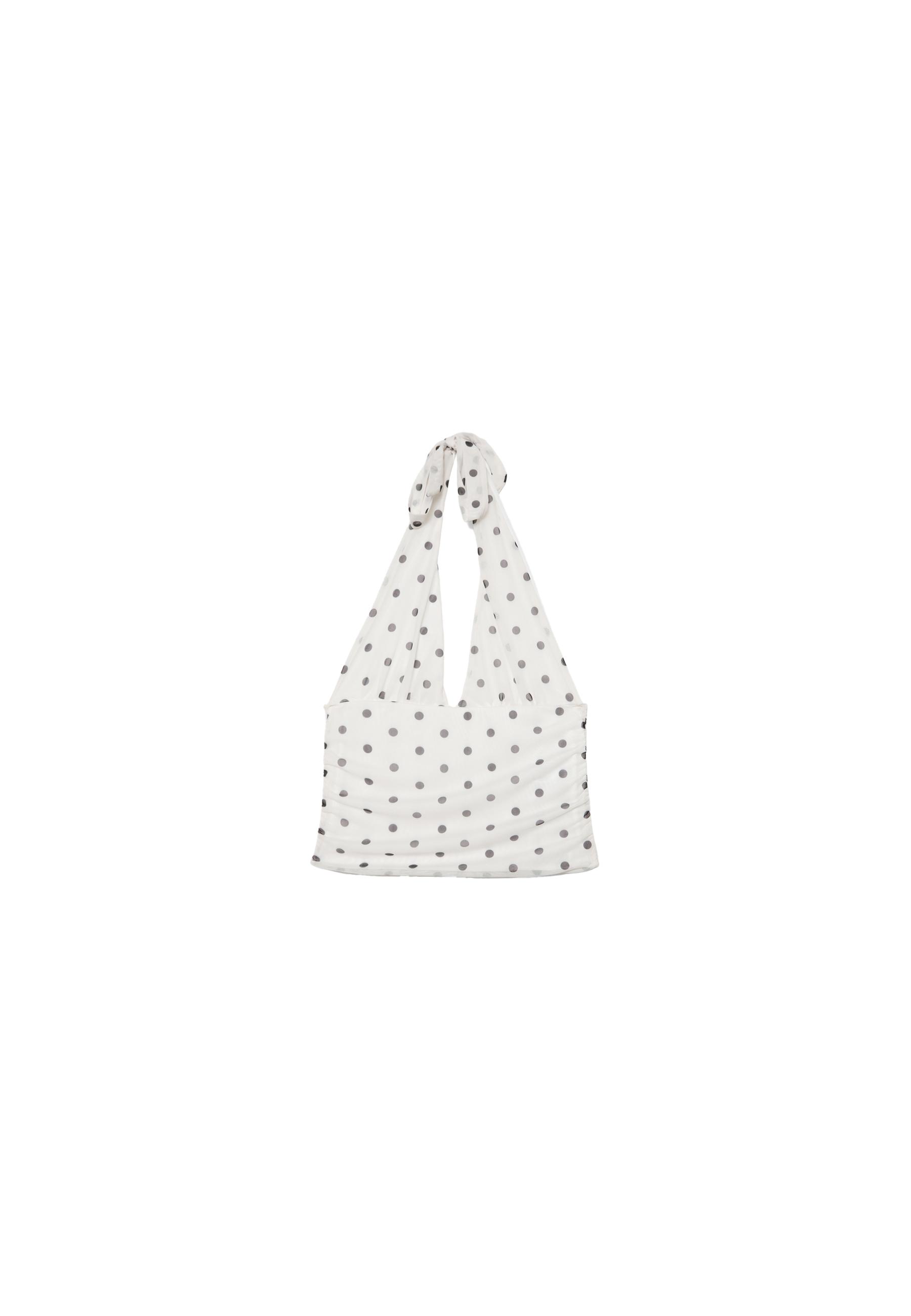Polka dot mesh halter top — Ecru (alternate view)