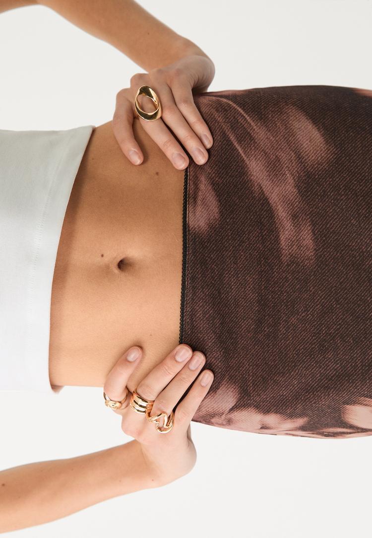 falda midi tul estampado