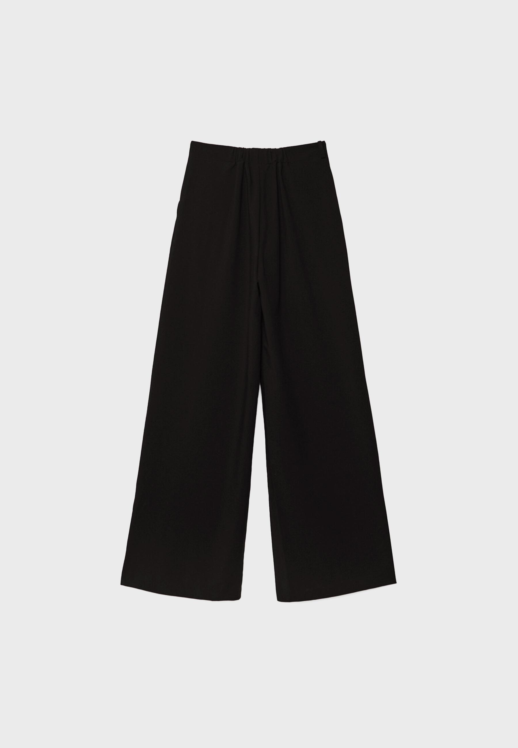 Wide-leg trousers with buckle detail — Black