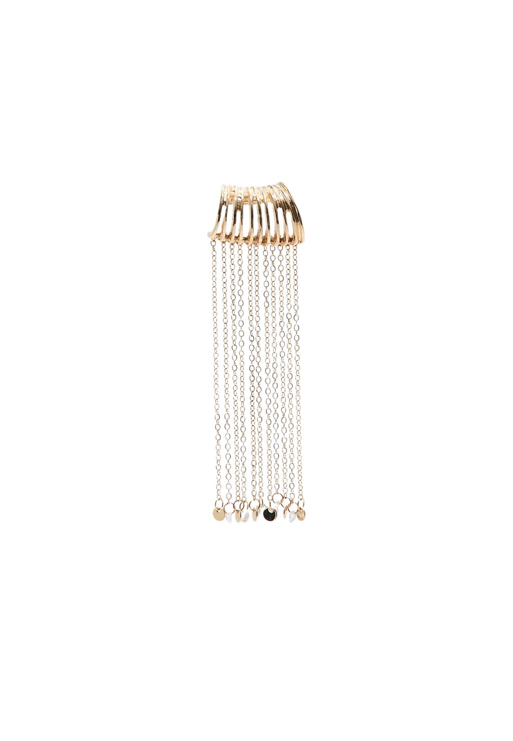 Chain and rhinestone ear cuff