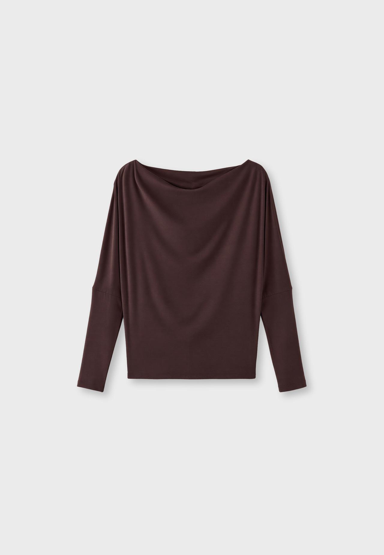 Asymmetric modal T-shirt — Brown
