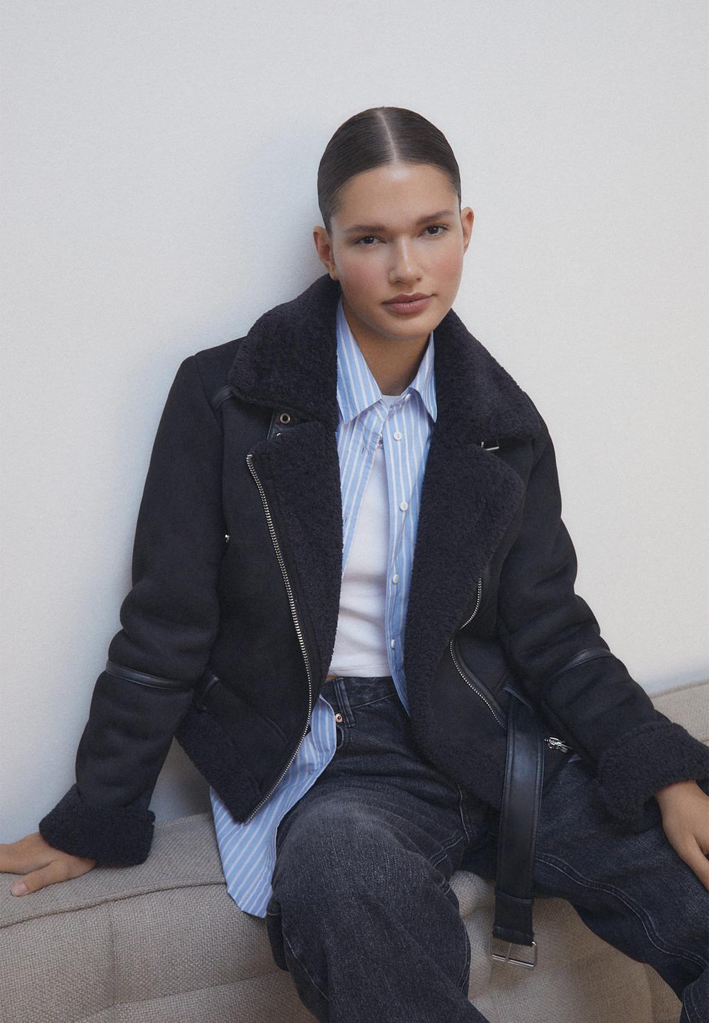 Cazadora biker doble faz efecto ante