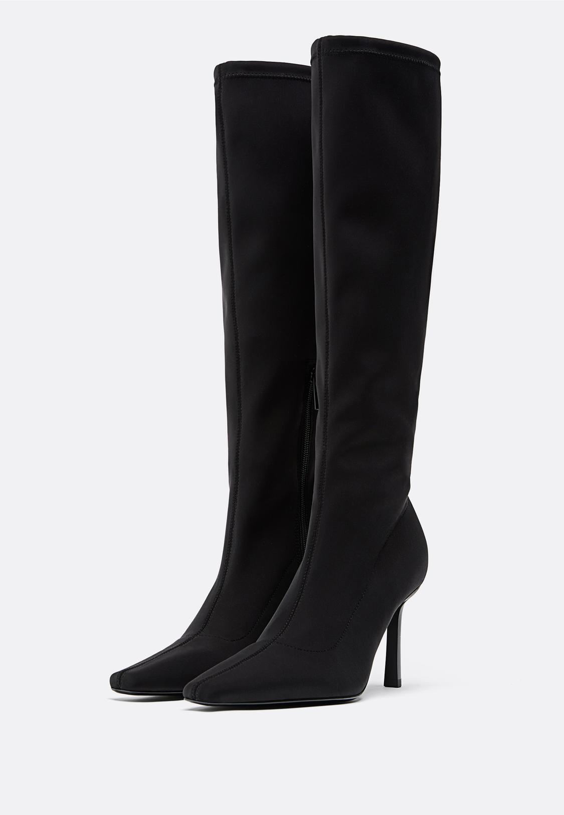 Neoprene-effect stiletto heel boots Women's fashion