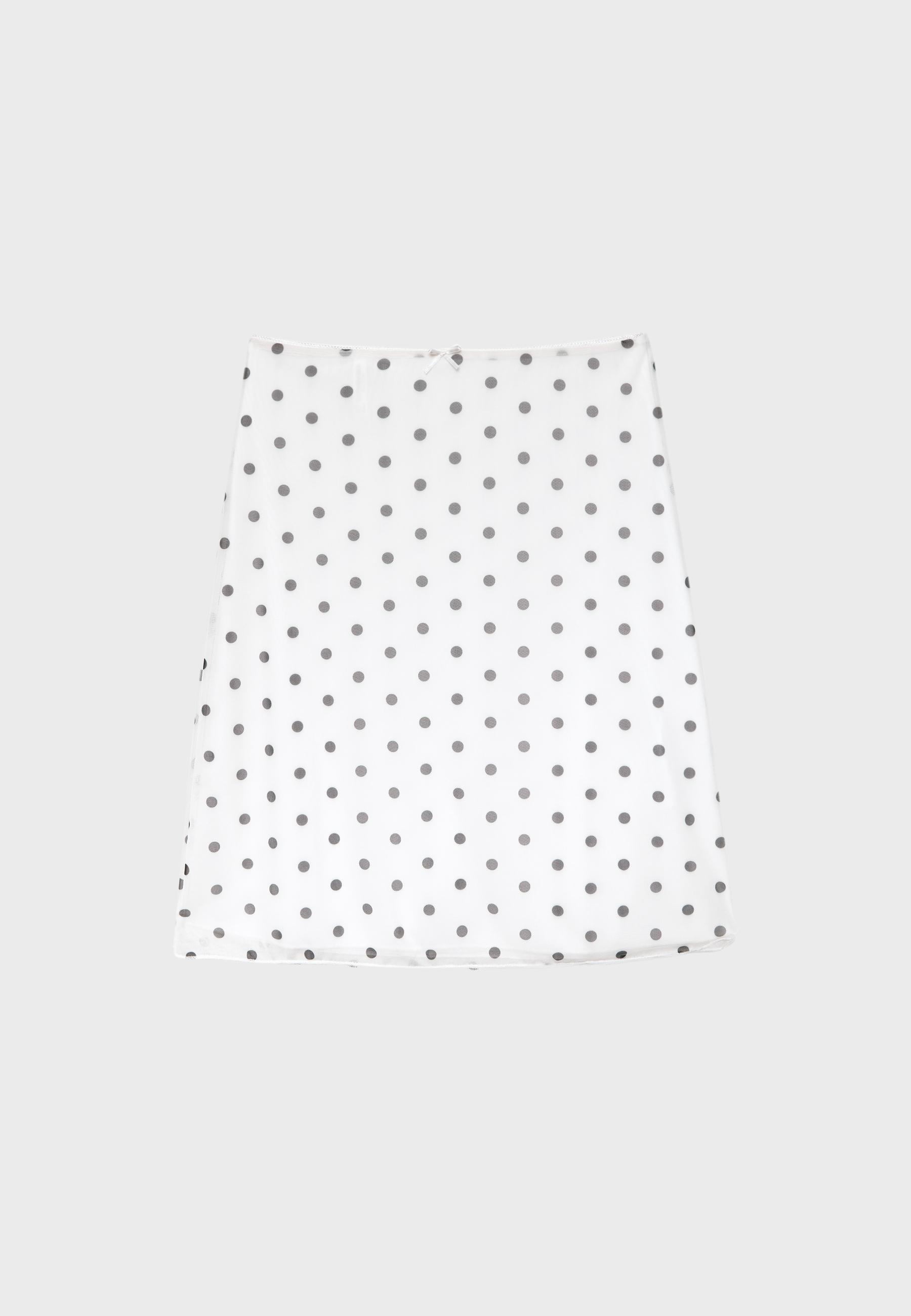 Polka dot tulle midi skirt — Ecru