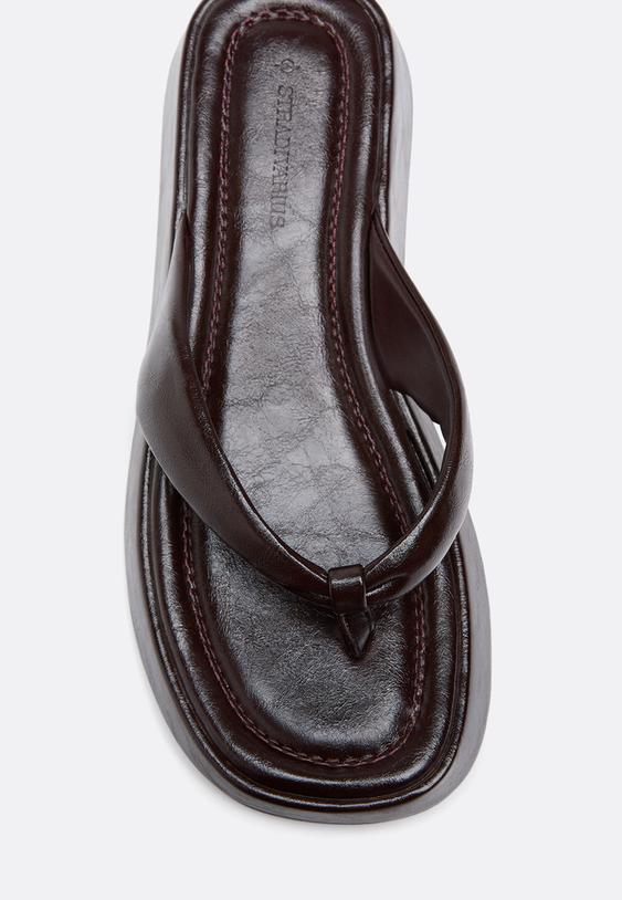 Stradivarius Platform Thong Sandals Brown 7