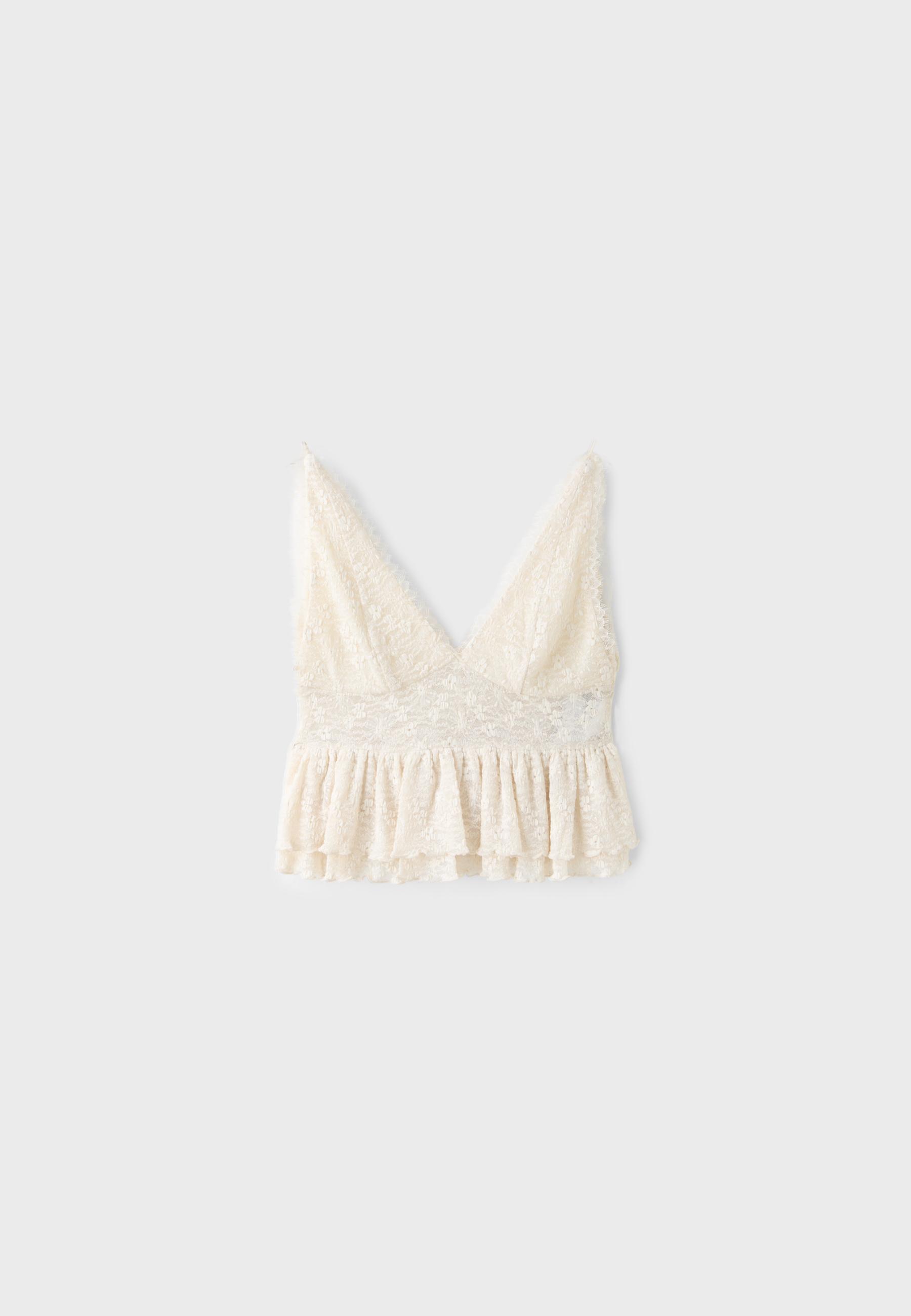 Lace peplum cami top — Vanilla