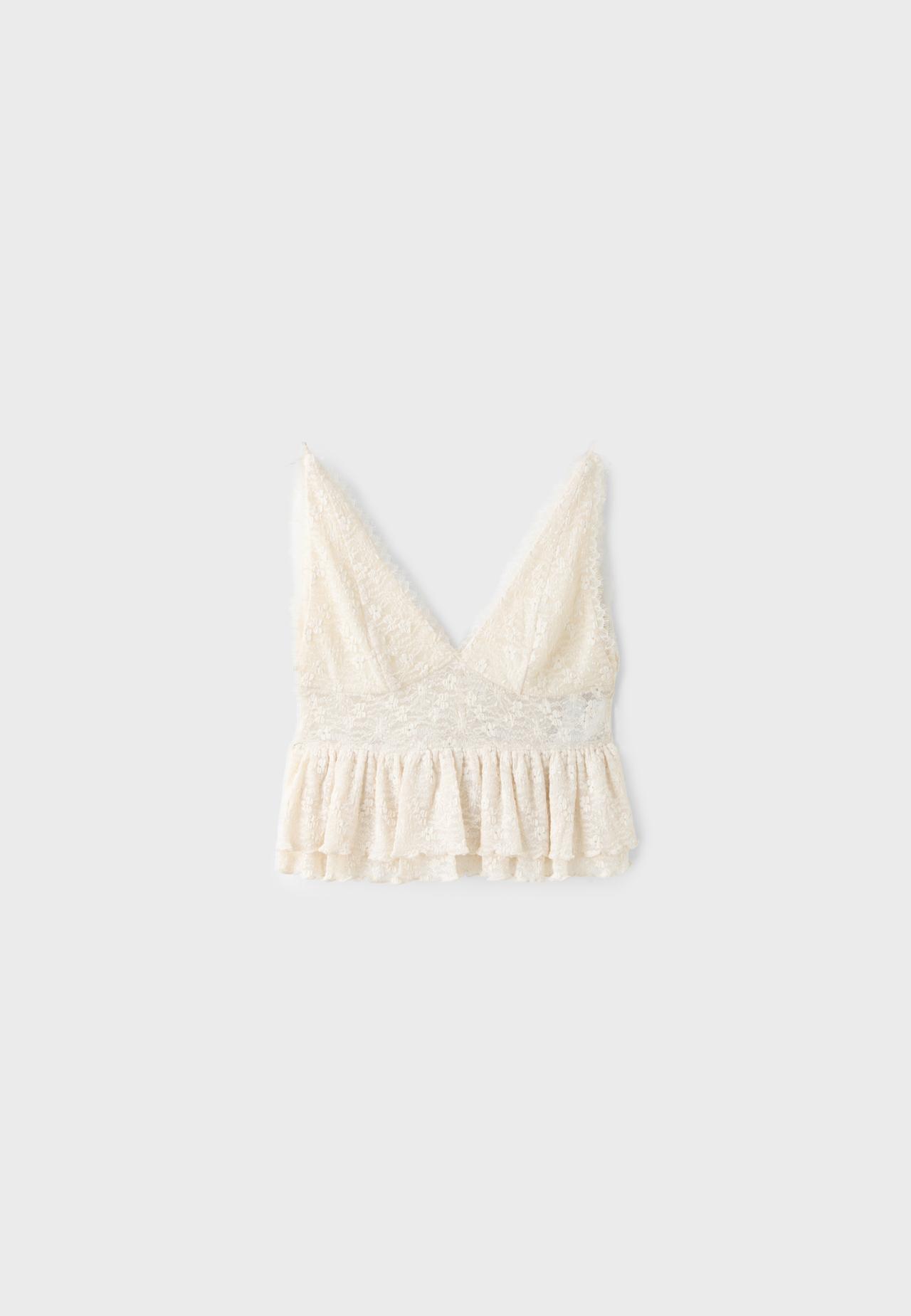 Lace peplum strap top — Vanilla