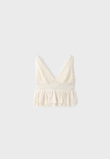 Lace peplum strap top — Vanilla 7