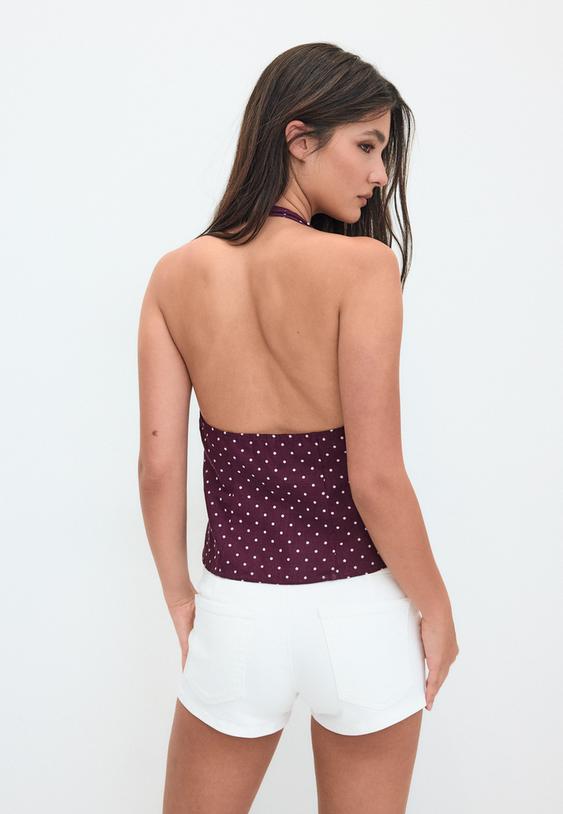 top entallado estampado de topos