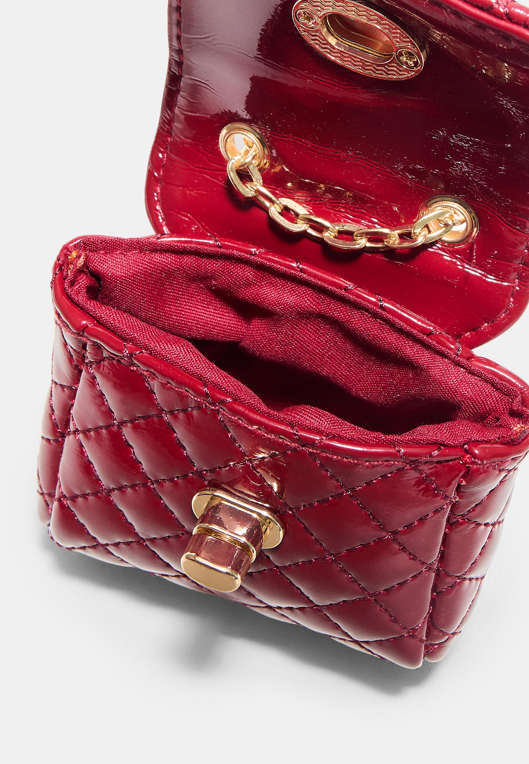 Quilted charm mini bag — Burgundy (alternate view)