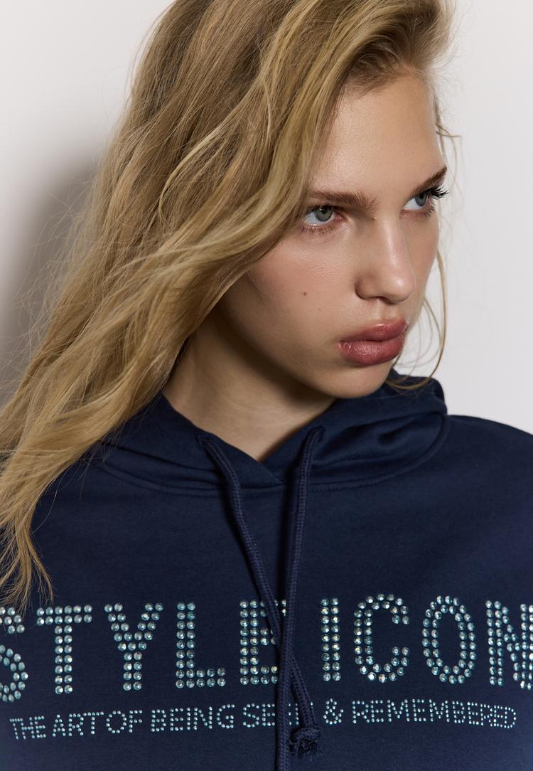 simli kapusonlu sweatshirt