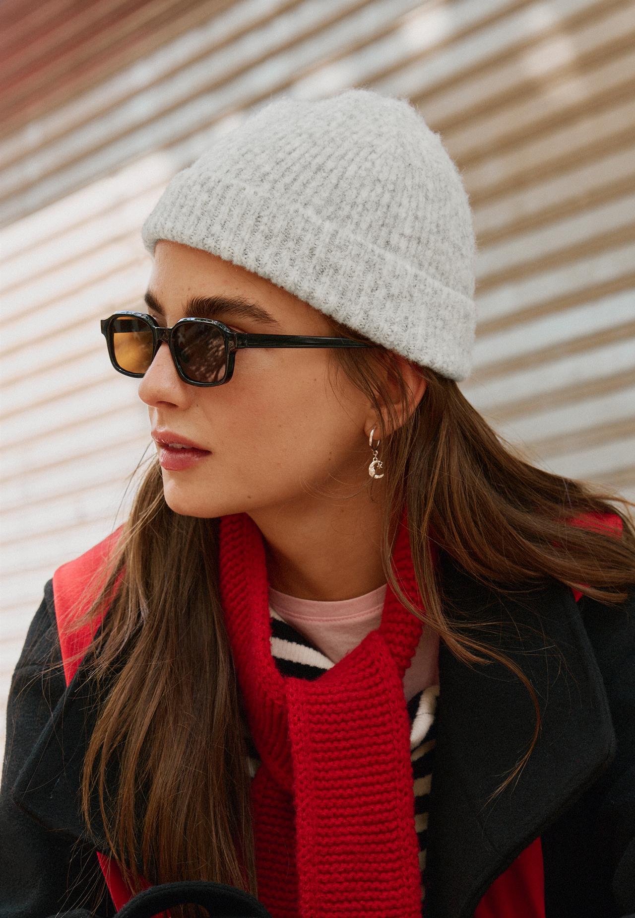 Basic beanie without turn-up — Grey melange