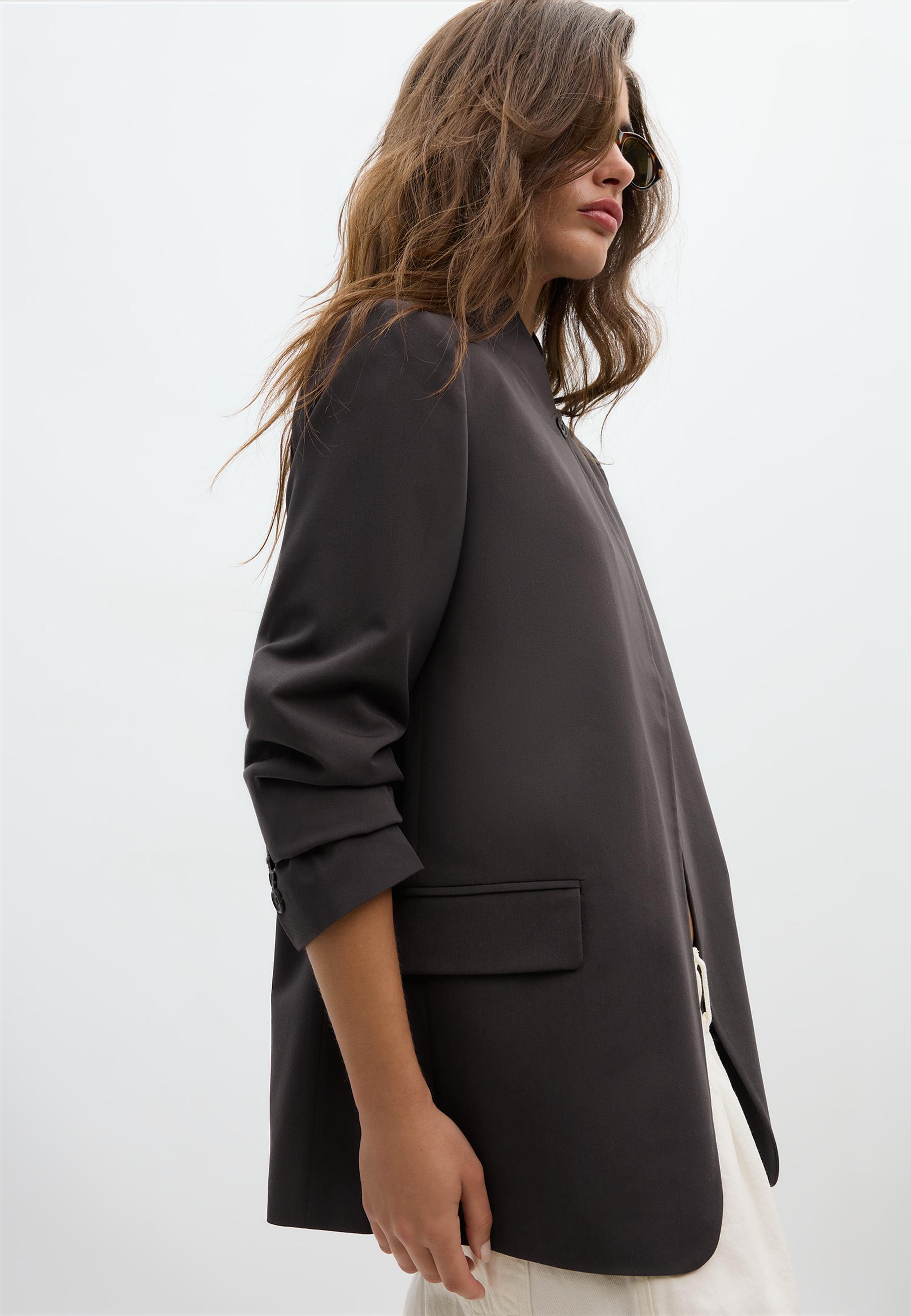 Asymmetrical regular fit blazer — Brown