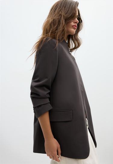 Asymmetric regular fit blazer — Brown 6