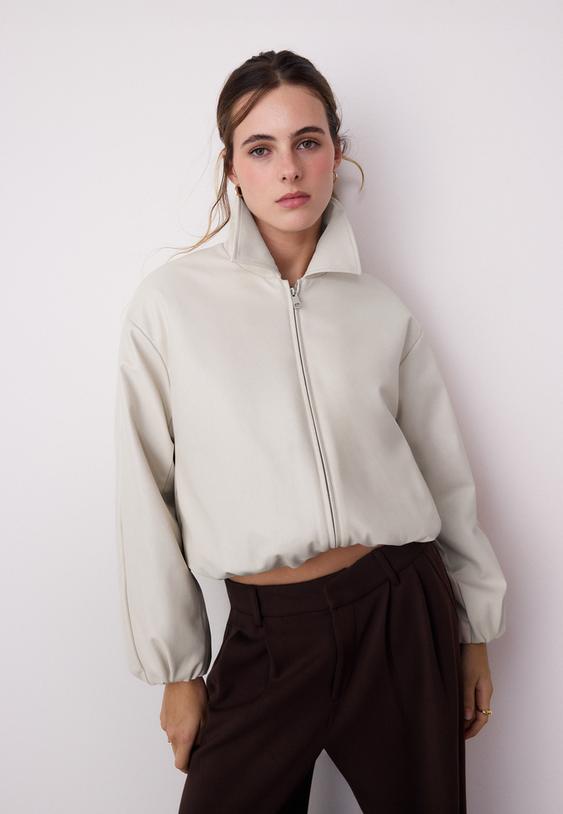 bomber imbottito effetto pelle