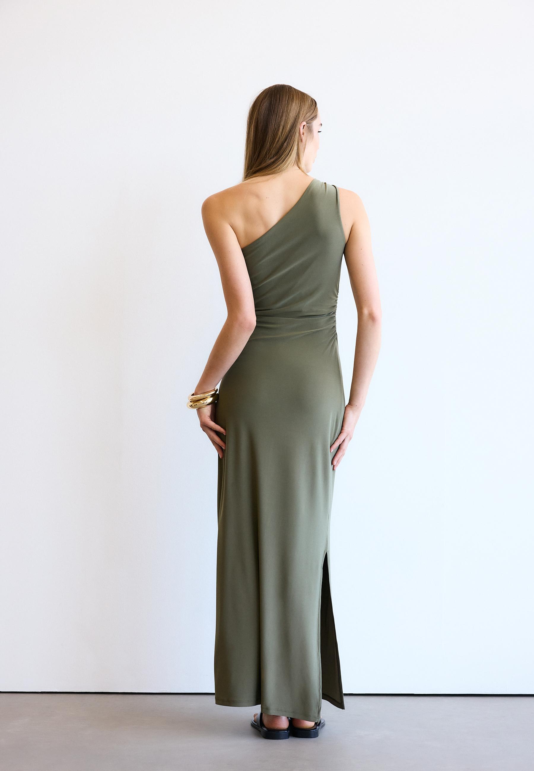 Metallic detail dress — Khaki