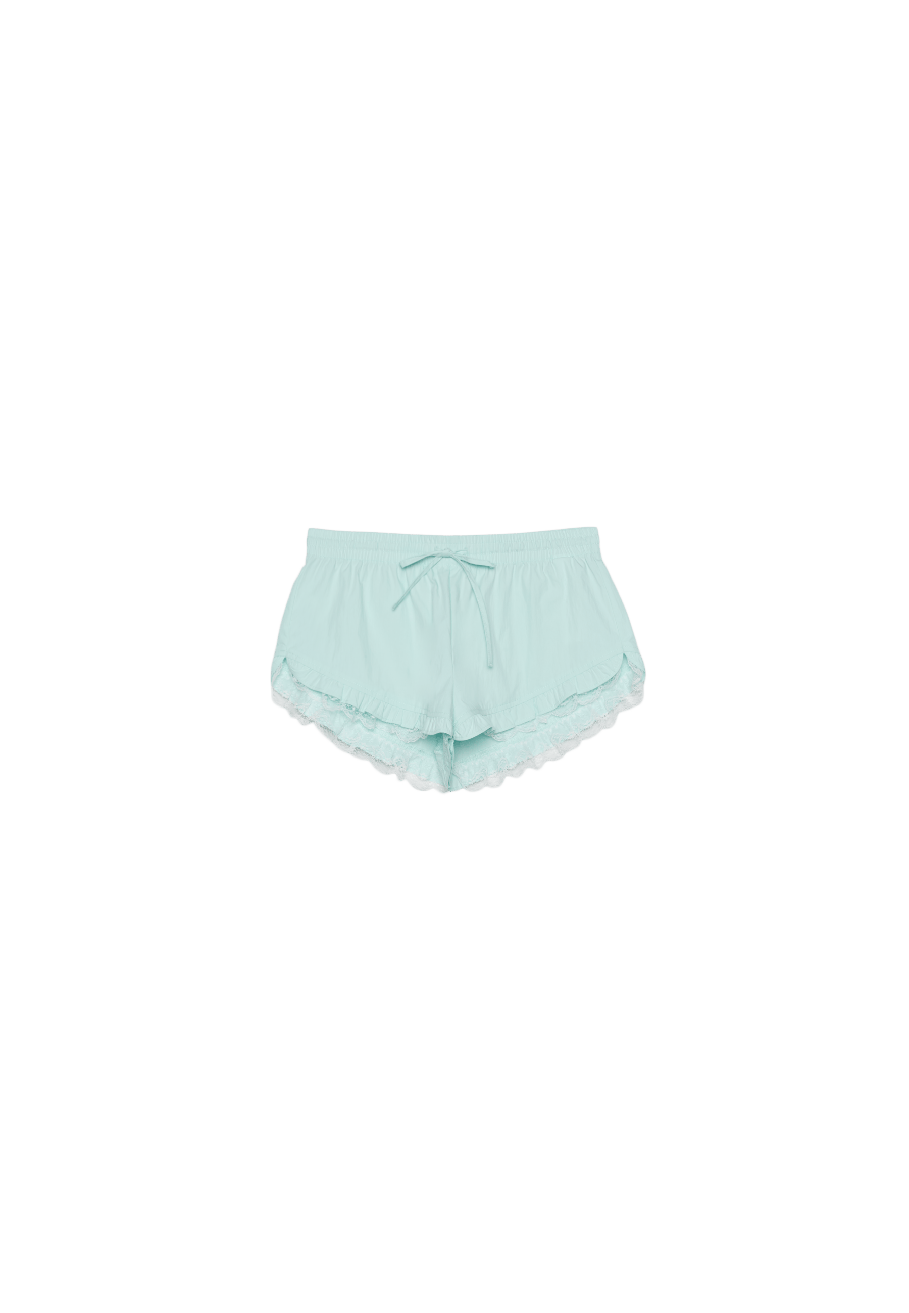 Technical ruffled shorts — Pastel green