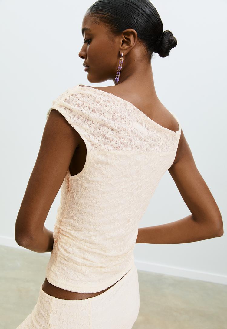 asymmetric lace top