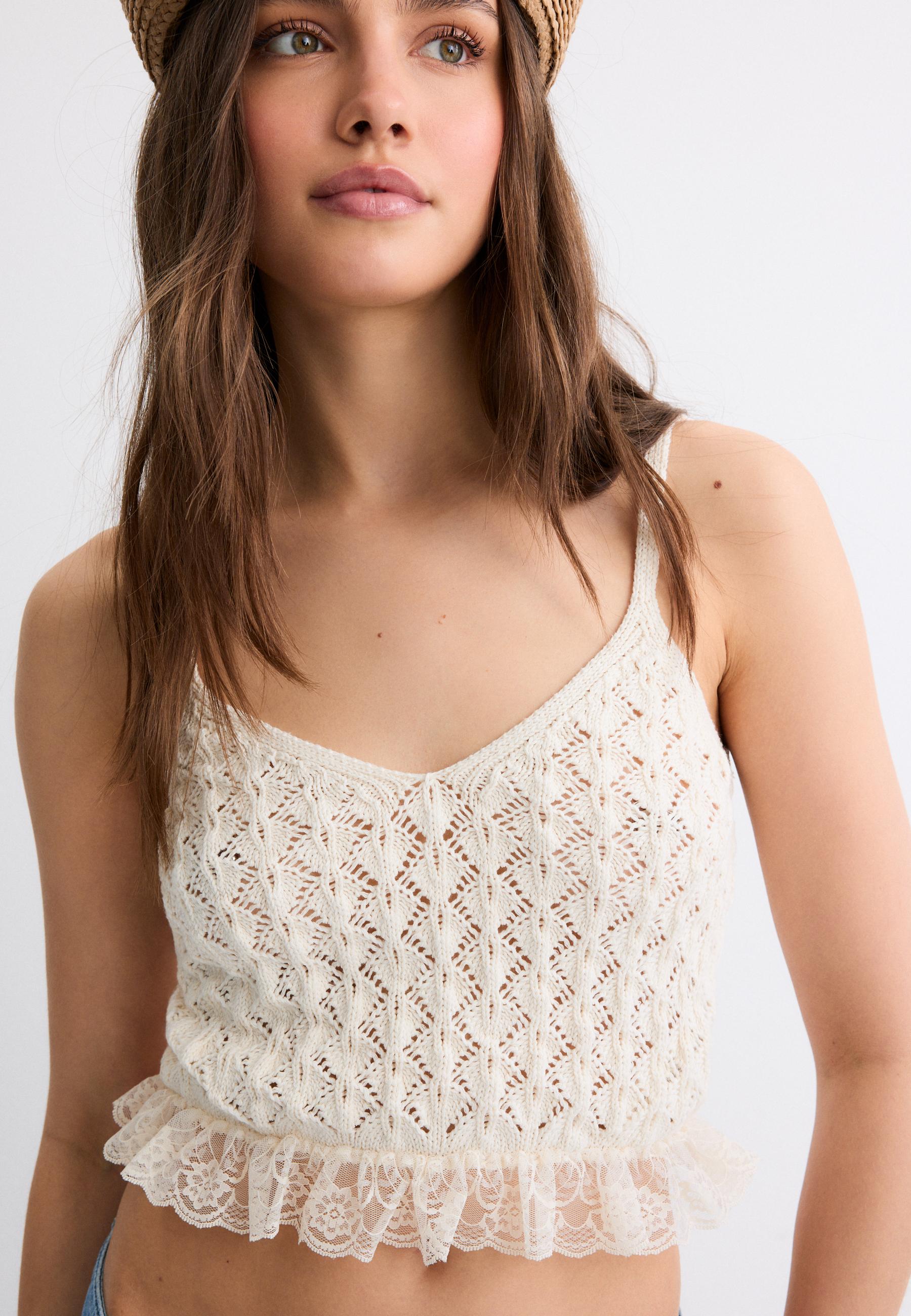 Mixed knit top - Women's fashion | Stradivarius Panamá
