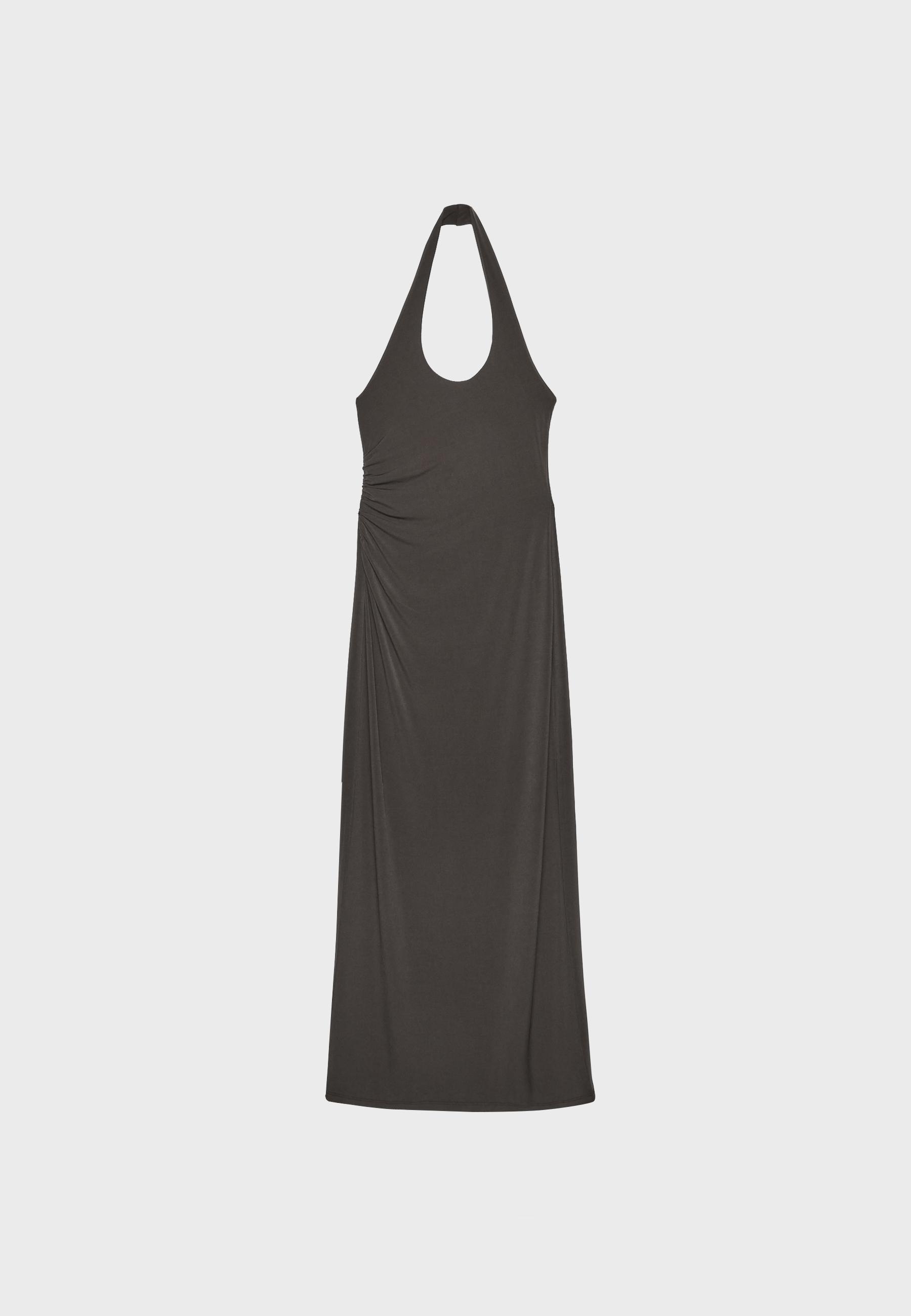 Halter neck midi dress — Brown