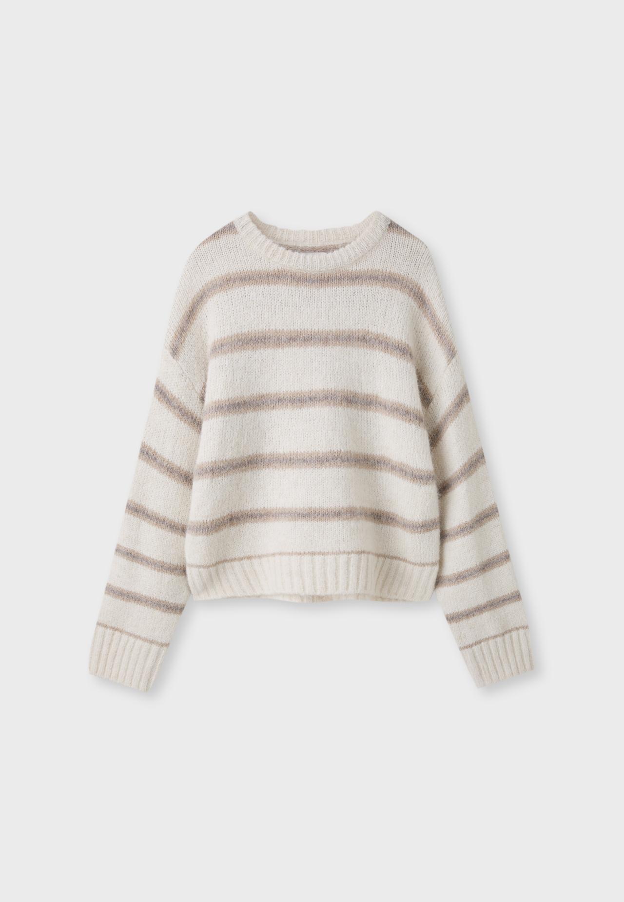 Striped knit jumper — Ecru