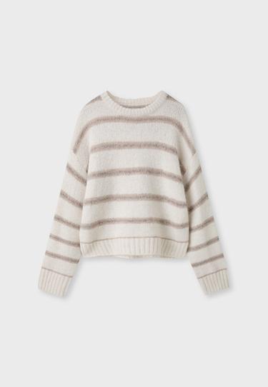 Striped knit jumper — Ecru 4