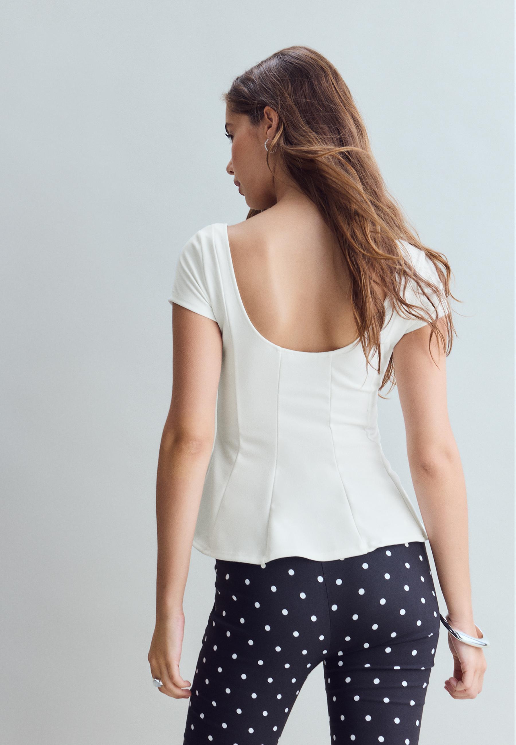 Peplum mini sleeve top — Ecru