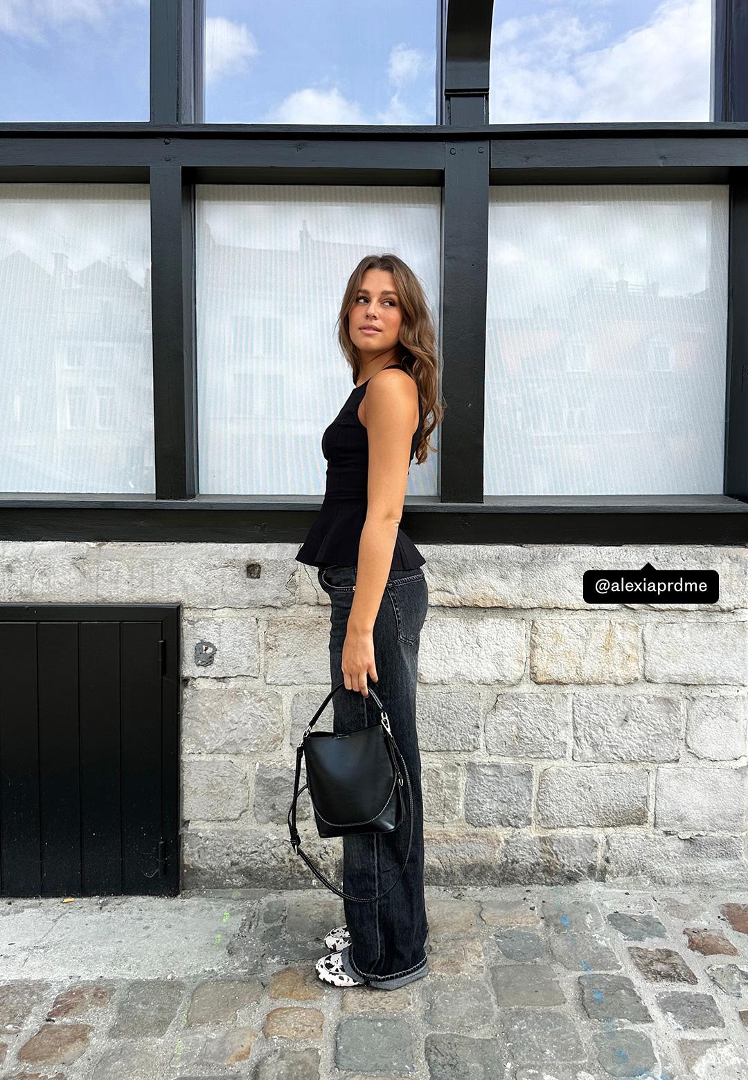 D98 vintage effect straight-leg jeans — BLACK DENIM WASHED EFFECT