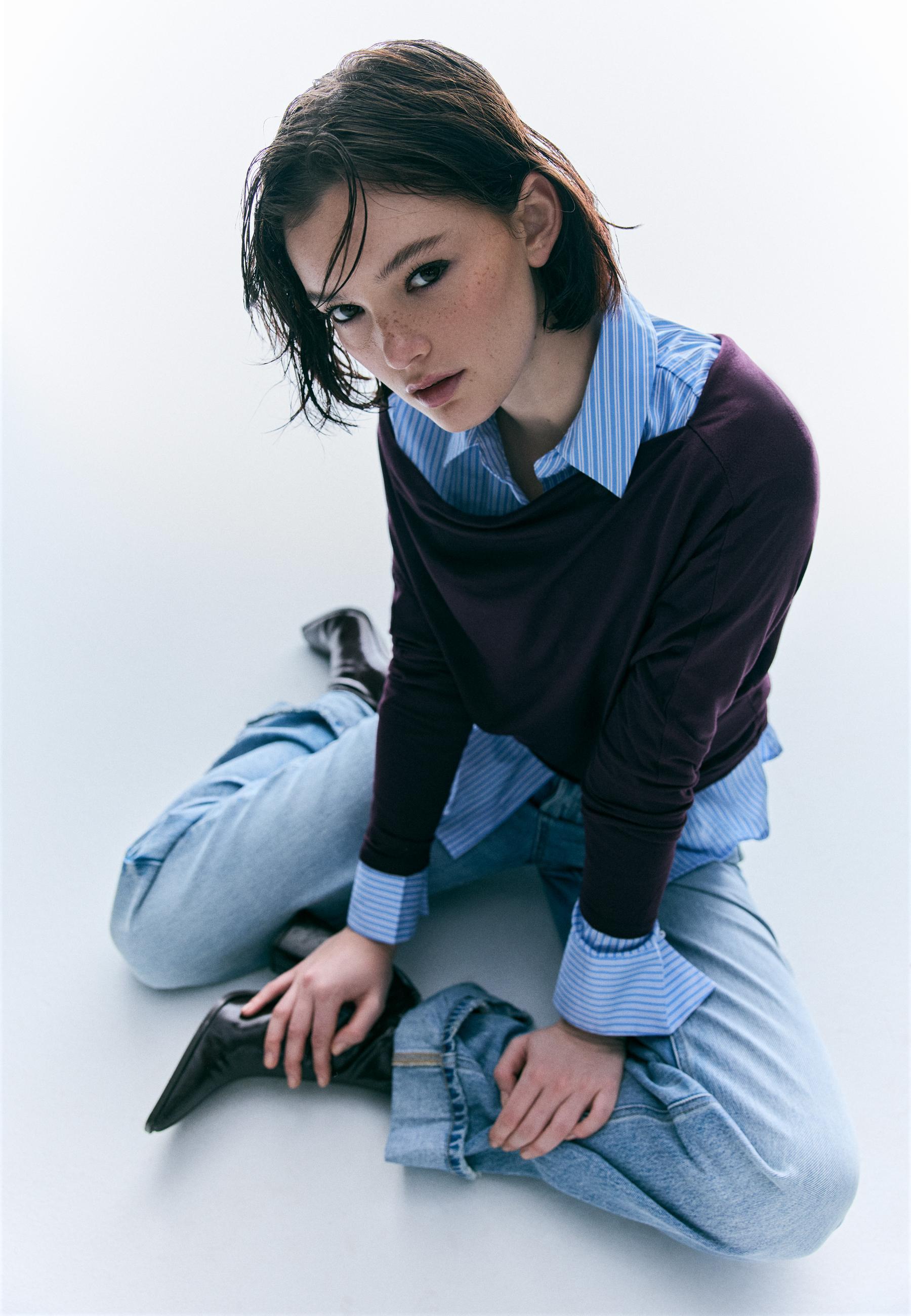 Asymmetric modal top — Purple
