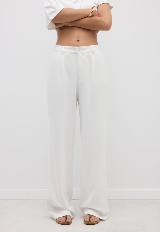 Ravne Hlače S Efektom Lana