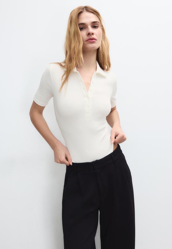 Stradivarius Κορμάκι Πόλο Εκρού M