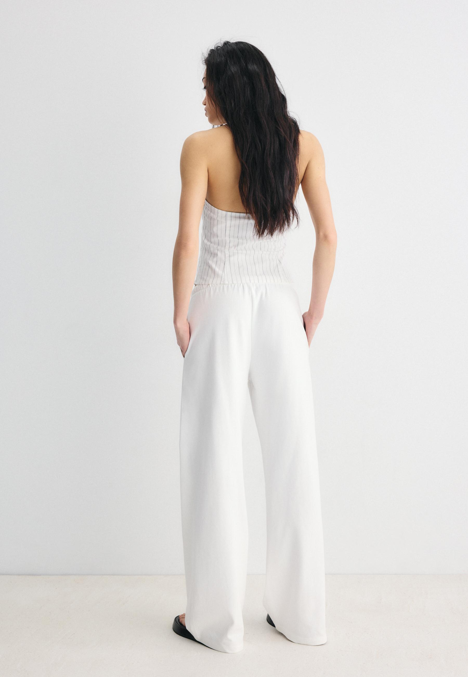 Wide-leg jogger trousers — Ecru