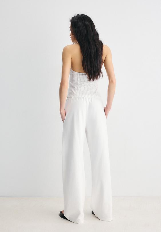 Stradivarius Wide-Leg Jogger Trousers Ecru L