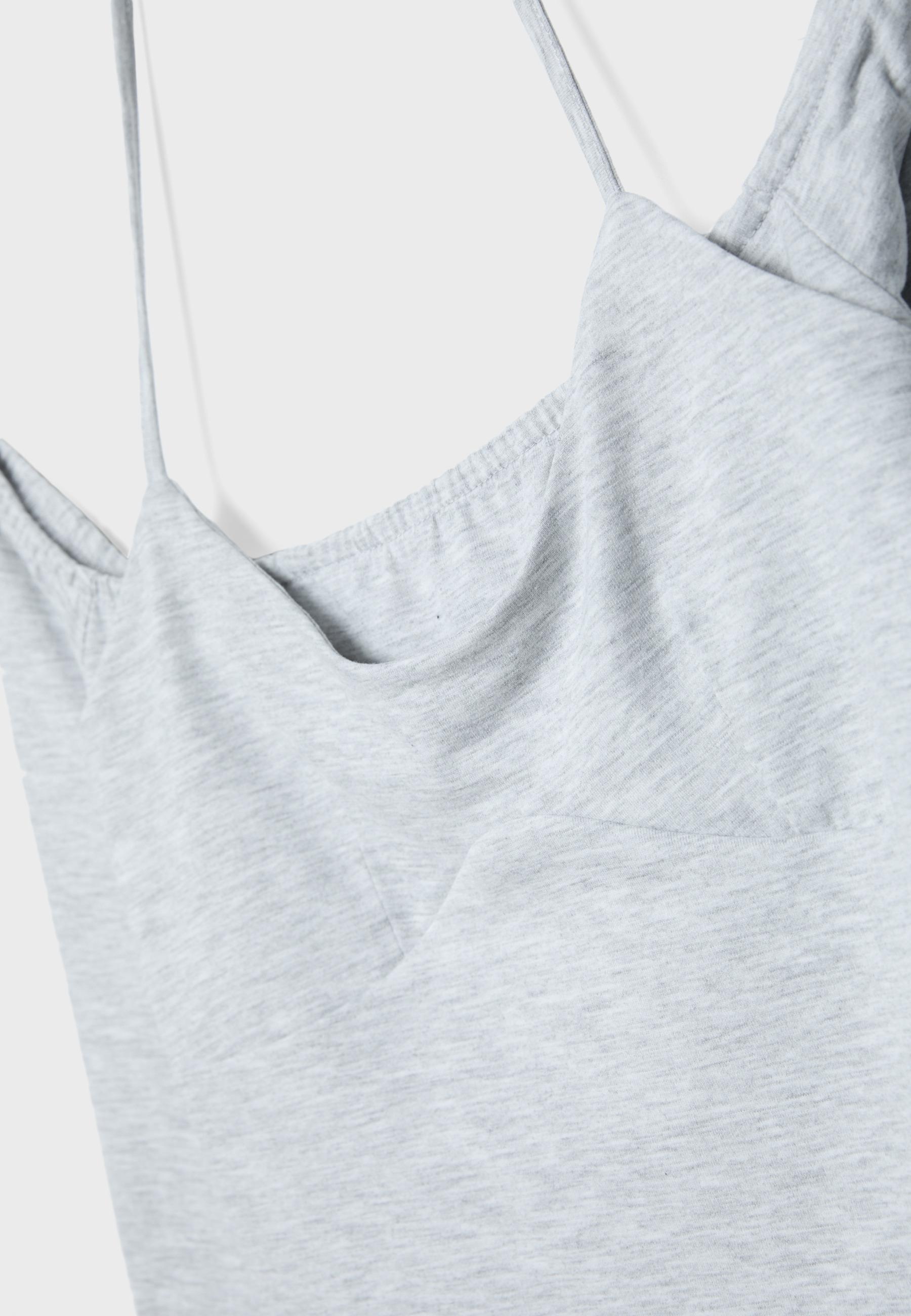 Long sleeve halter neck T-shirt — Grey melange