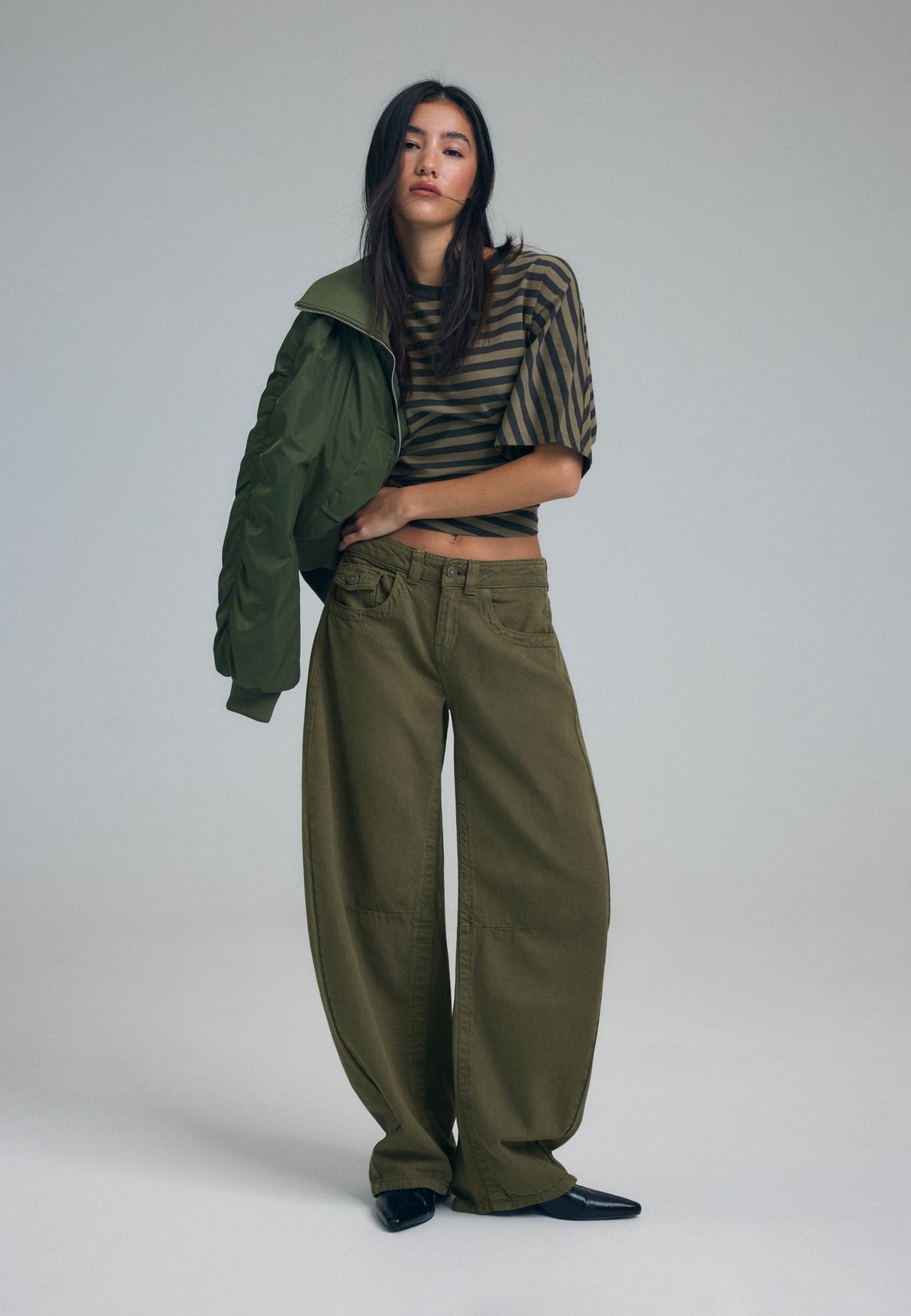 Low-rise balloon jeans — Khaki
