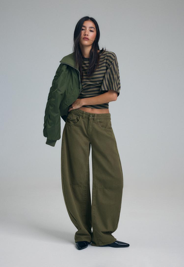 Low-rise balloon jeans — Khaki