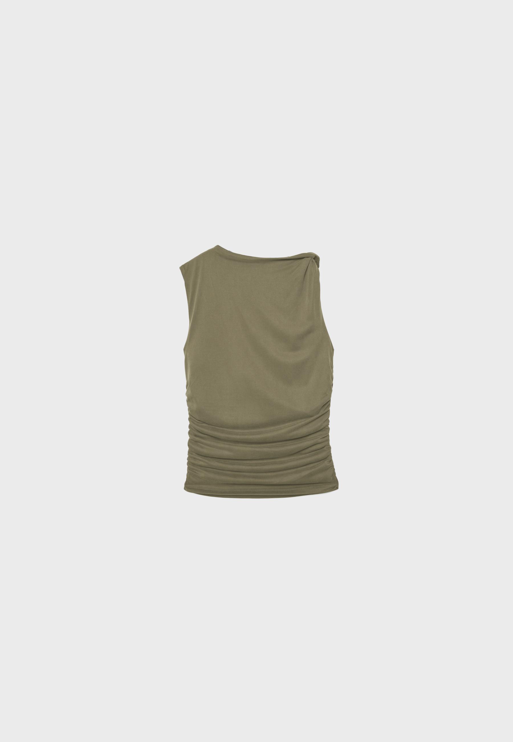 Draped fitted top — Olive green