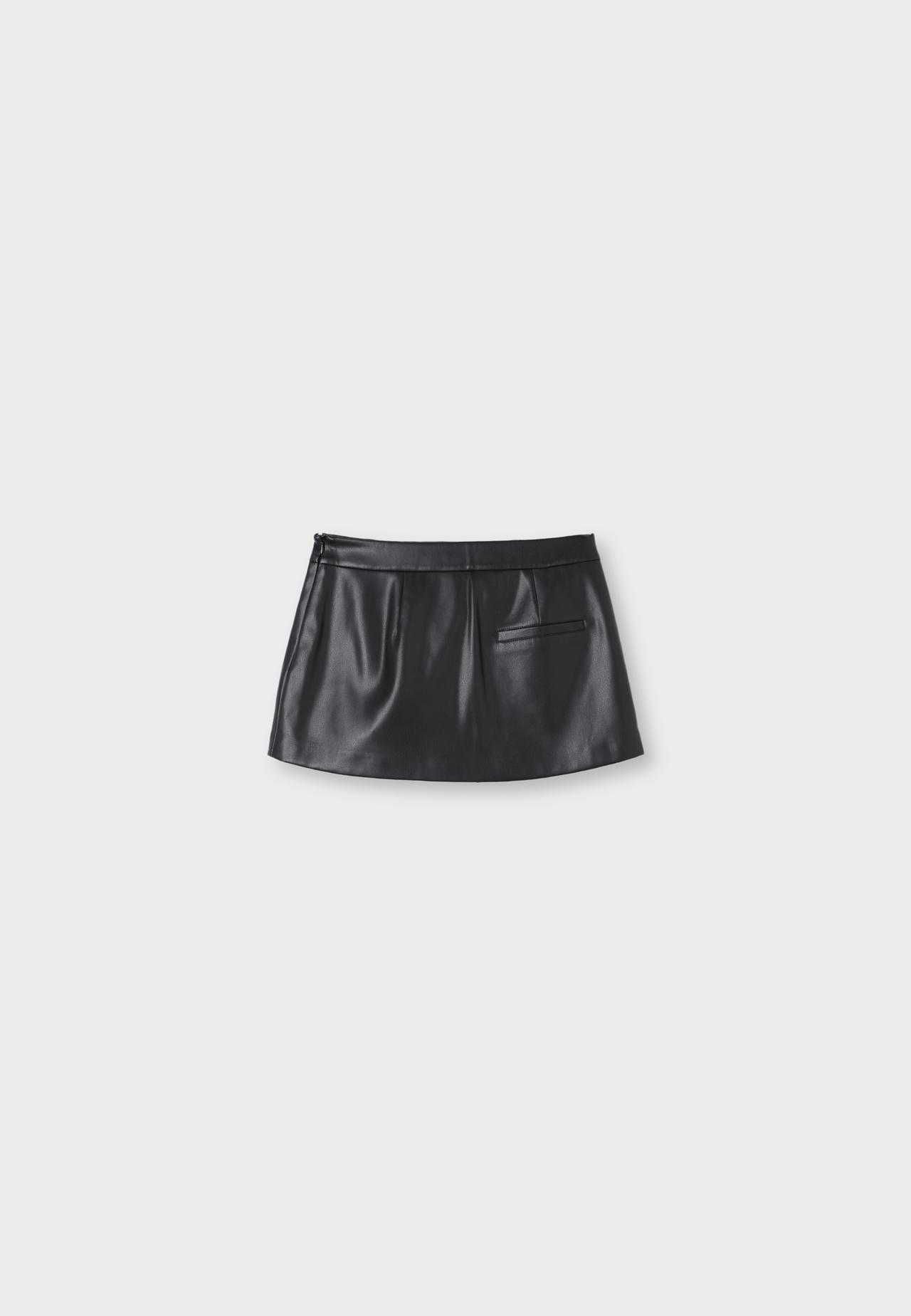 Leather effect crossover mini skirt — Black