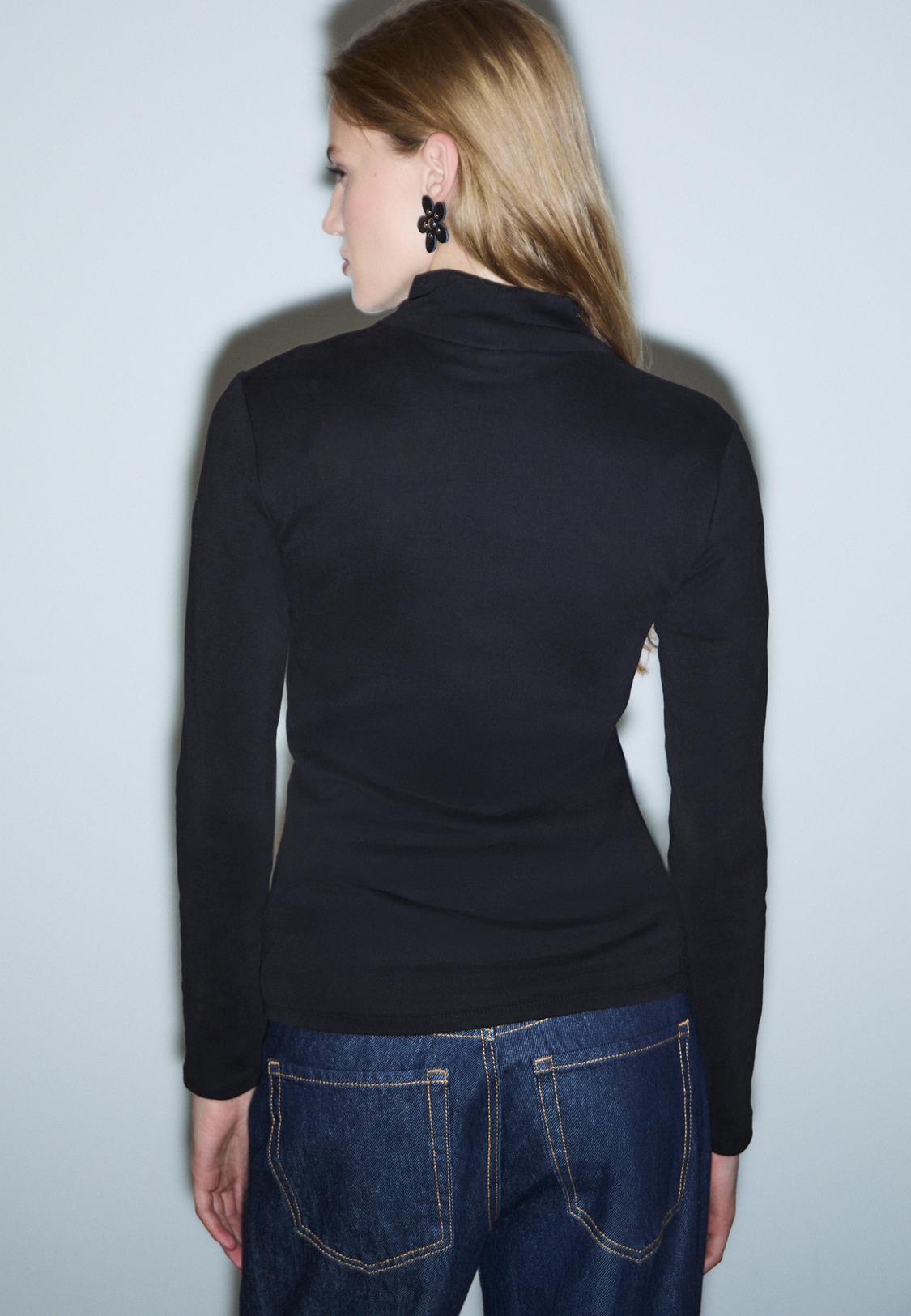 Damestrui Korte Mouwen Met Opstaande Kraag - Elastisch Rib Shirt Casual Top