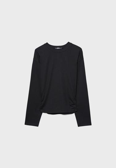 Long sleeve gathered top — Black 7