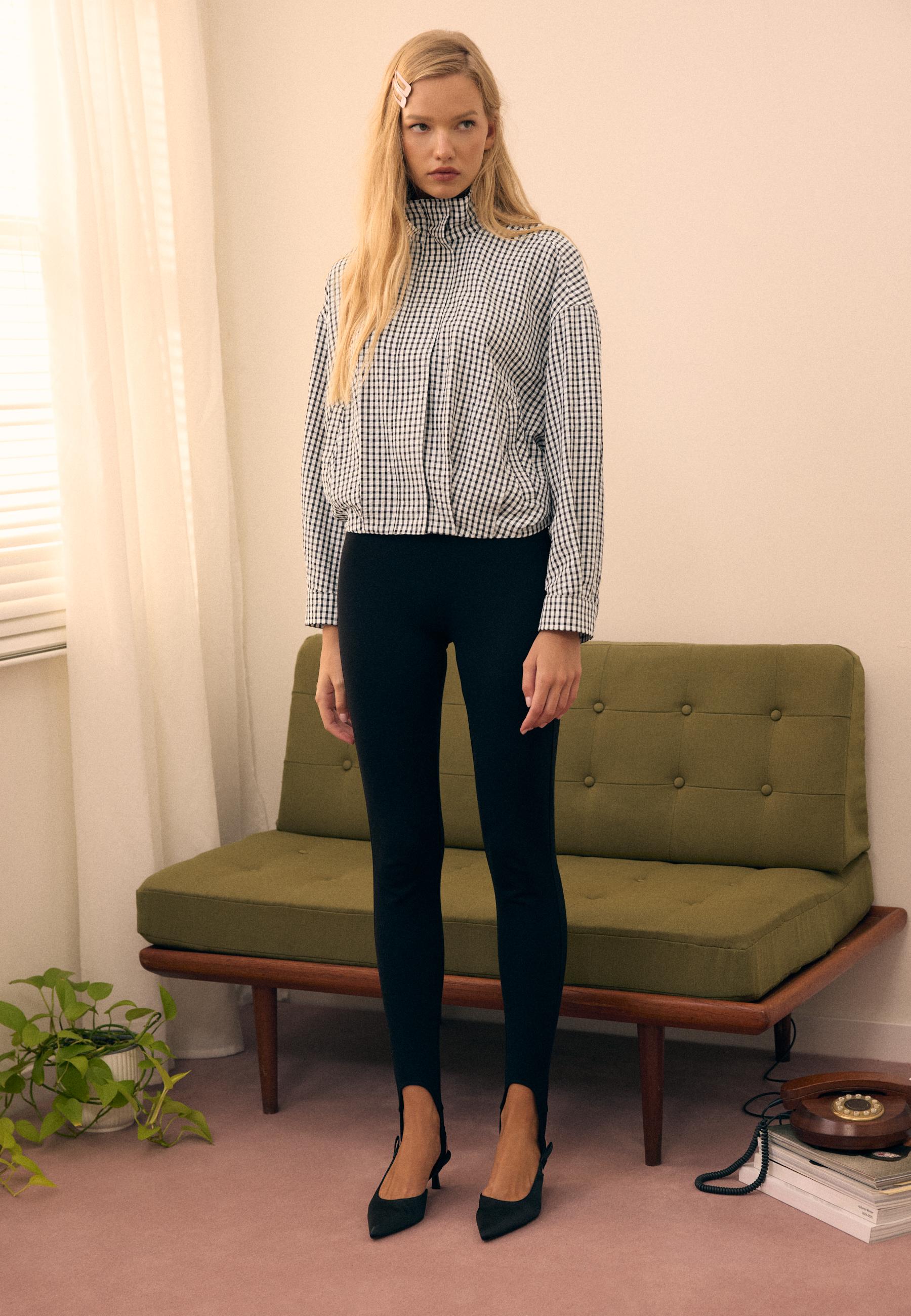 Stradivarius Oversize Καρό Τζάκετ Μαύρο S