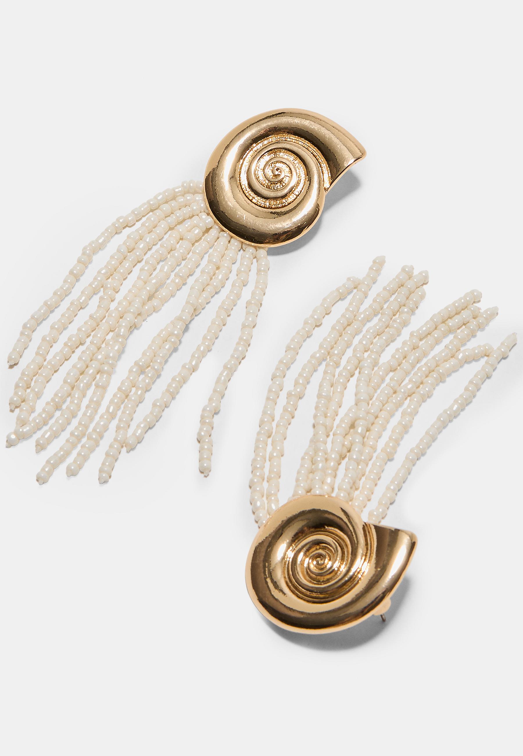 Seashell cascading earrings — Gold