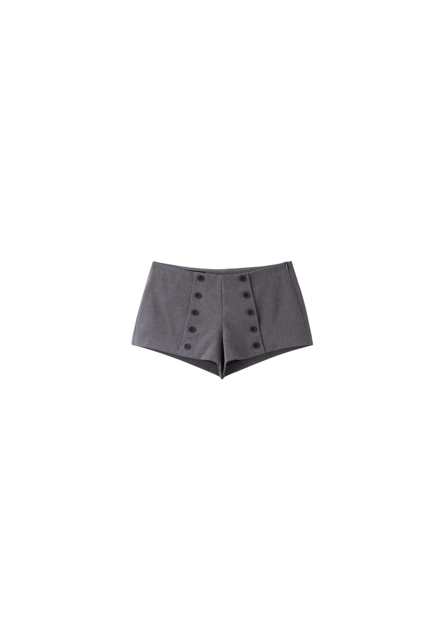 Button-detail micro shorts — Dark grey