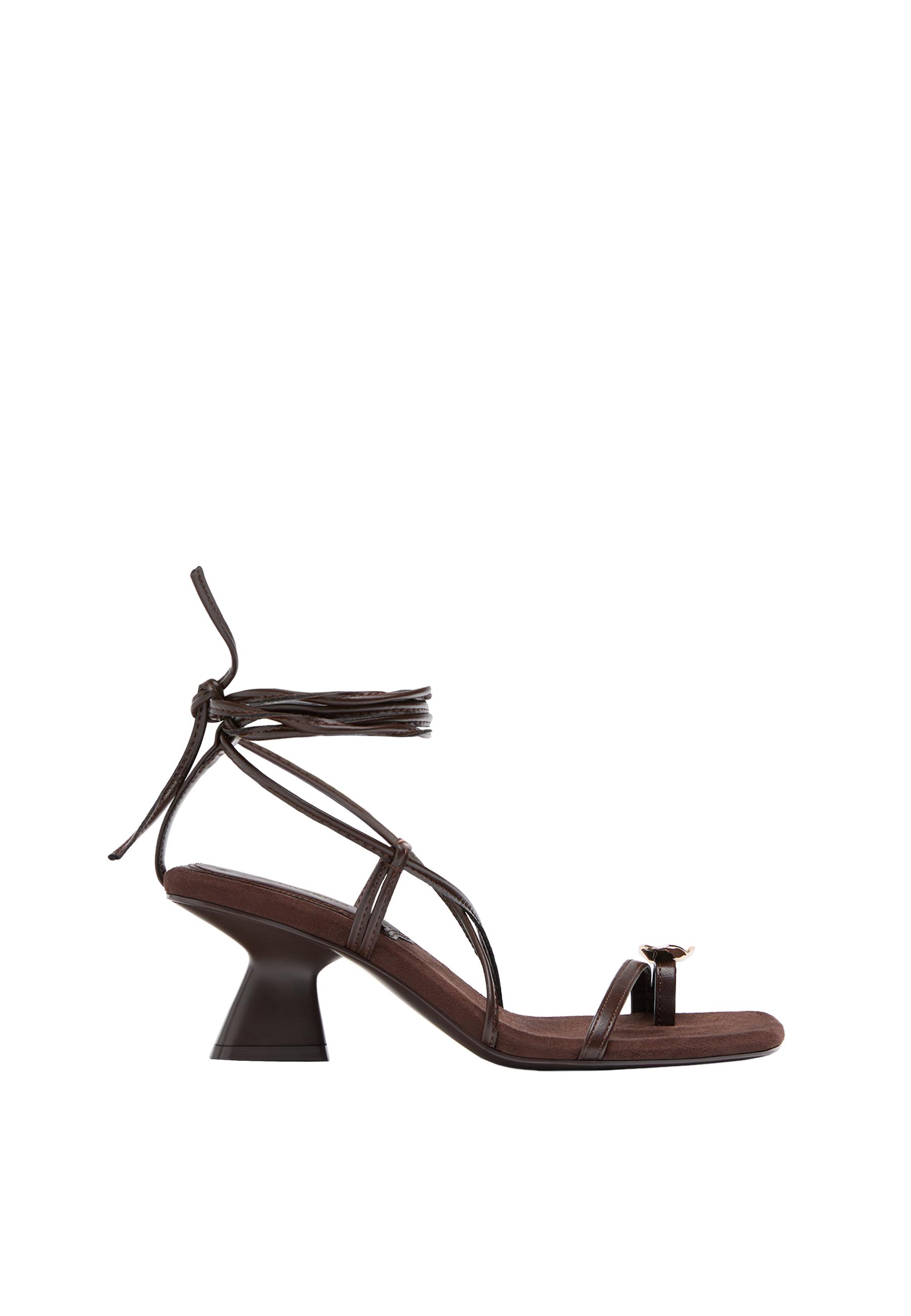 Heeled sandals with metallic detail — BROWN