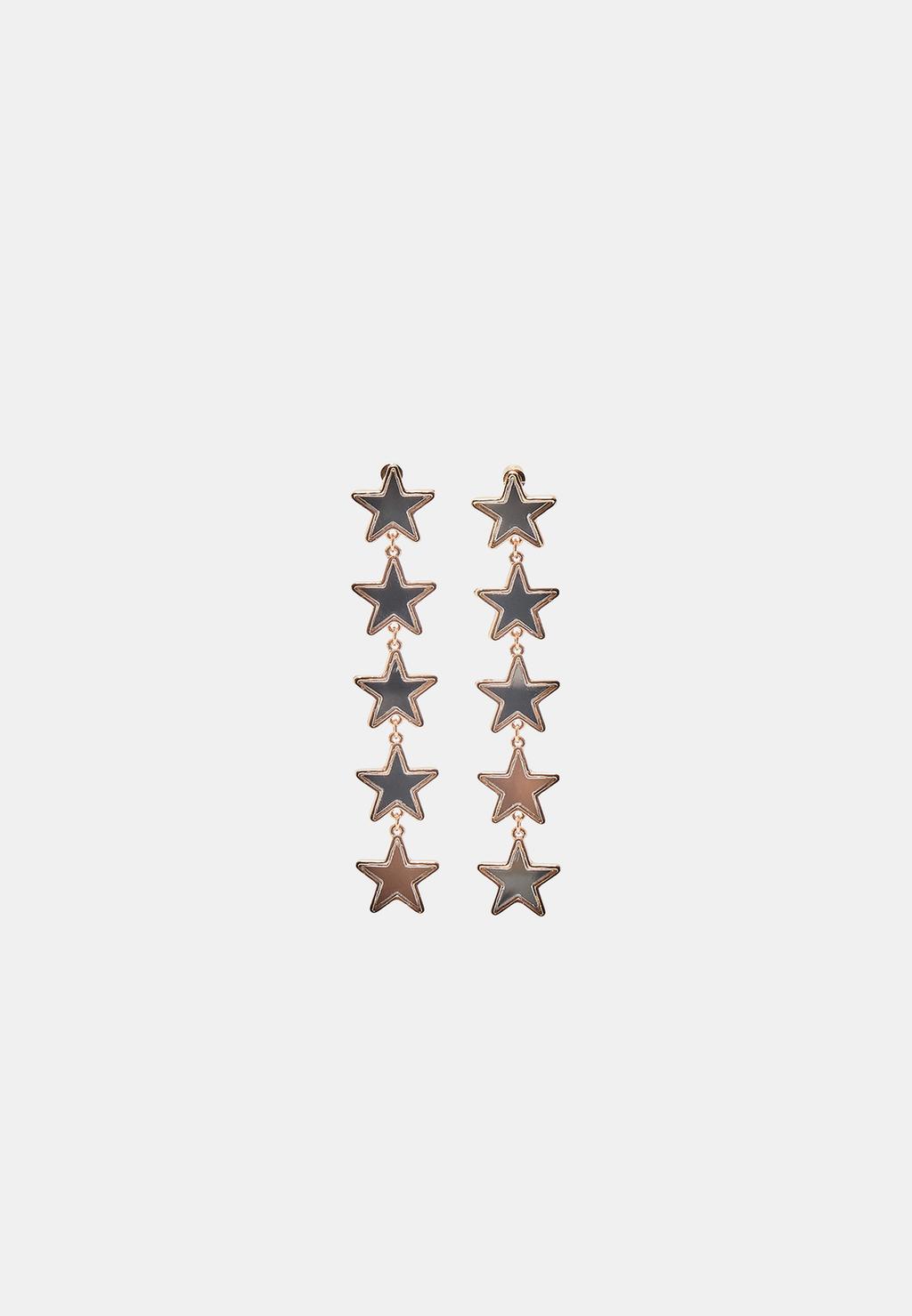 Long crystal-effect star earring
